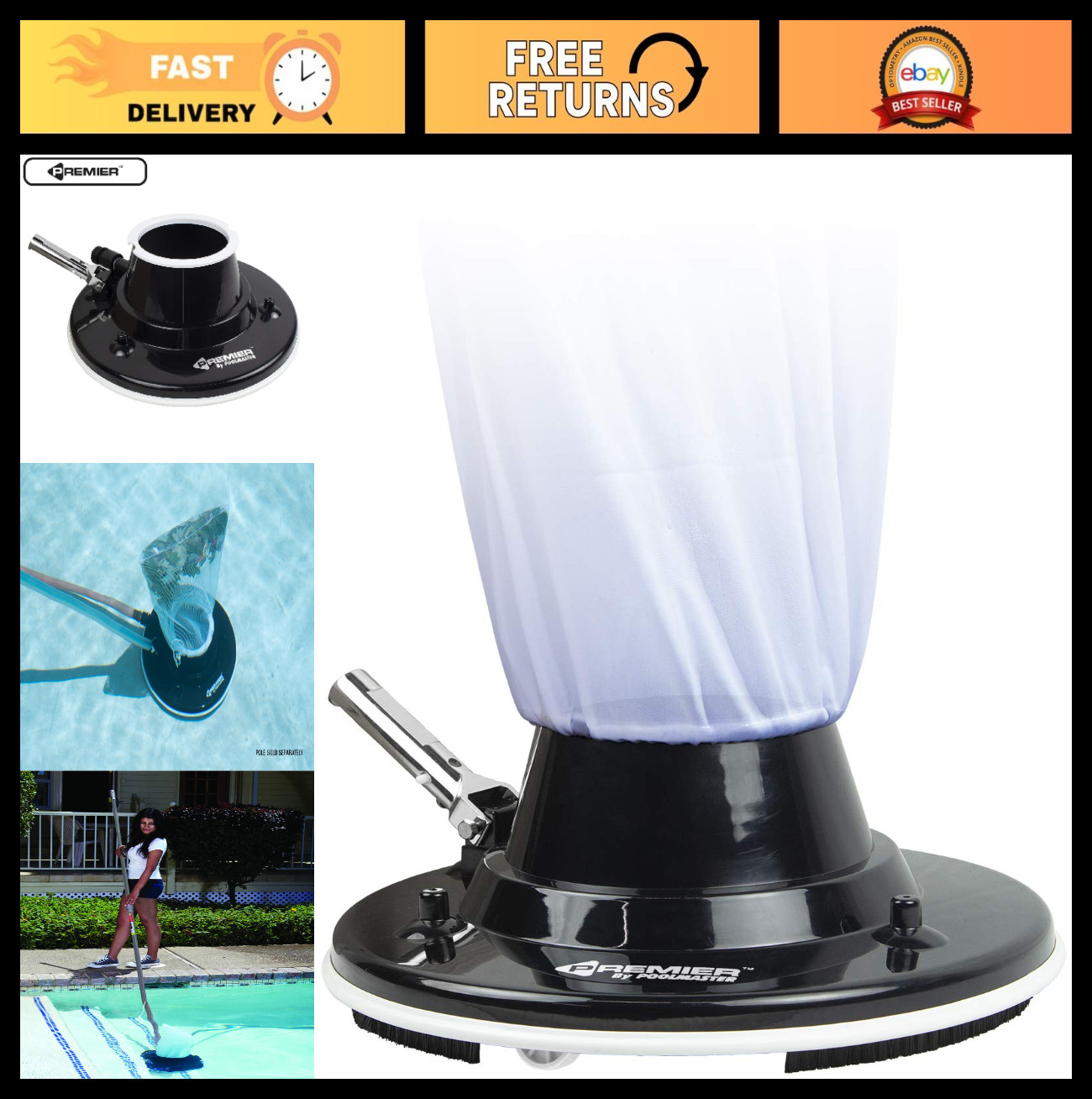 Swimming Pool Leaf Vacuum Cleaner – Premier Collection, Heavy-Duty, Easy to Use