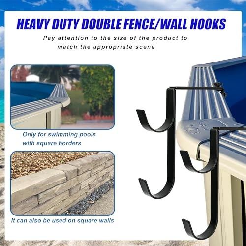 Metal Pool Pole Hangers for Above Ground Pool – Adjustable Double Hooks
