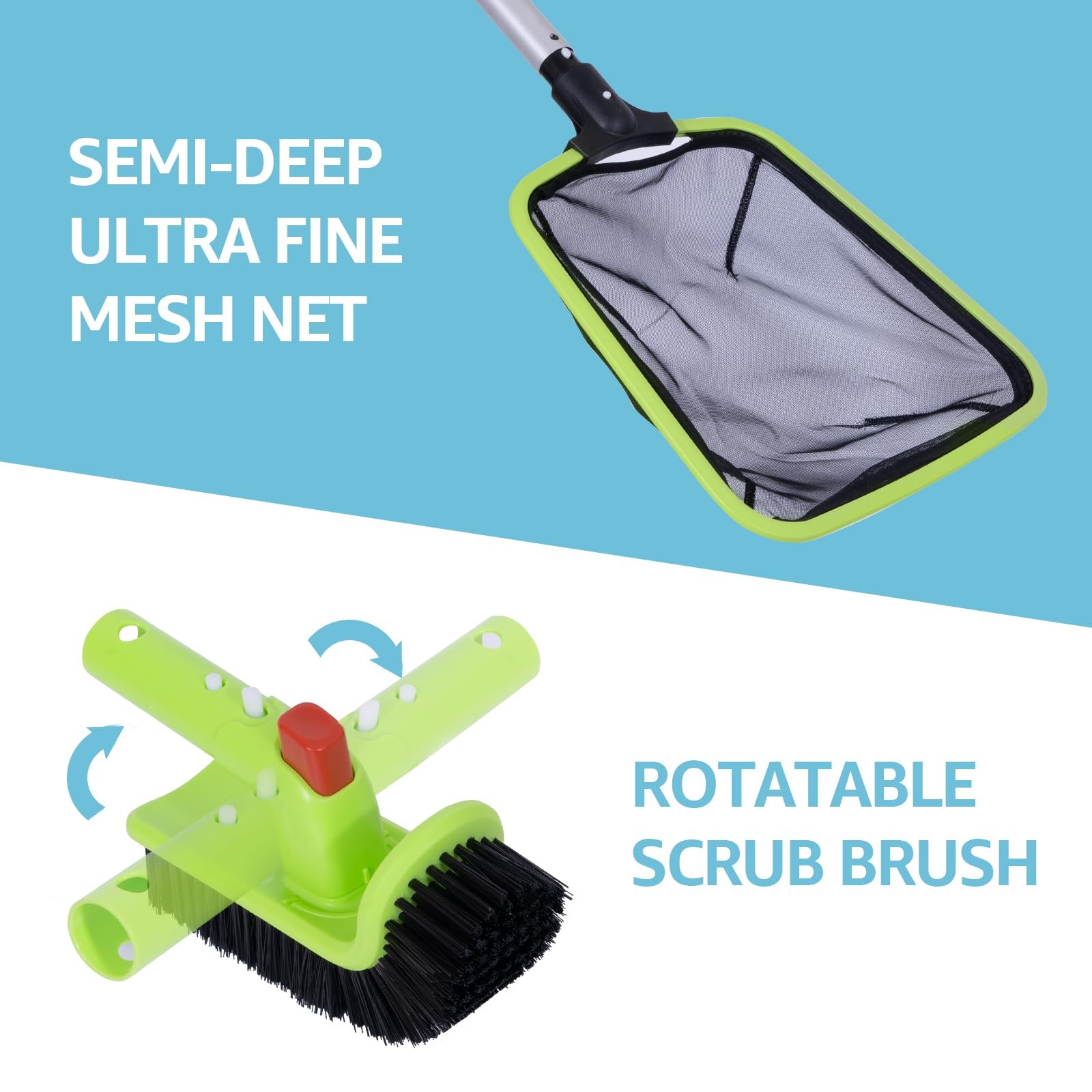 Sepetrel Deluxe Swimming Pool Cleaning Kit Kit, GREEN