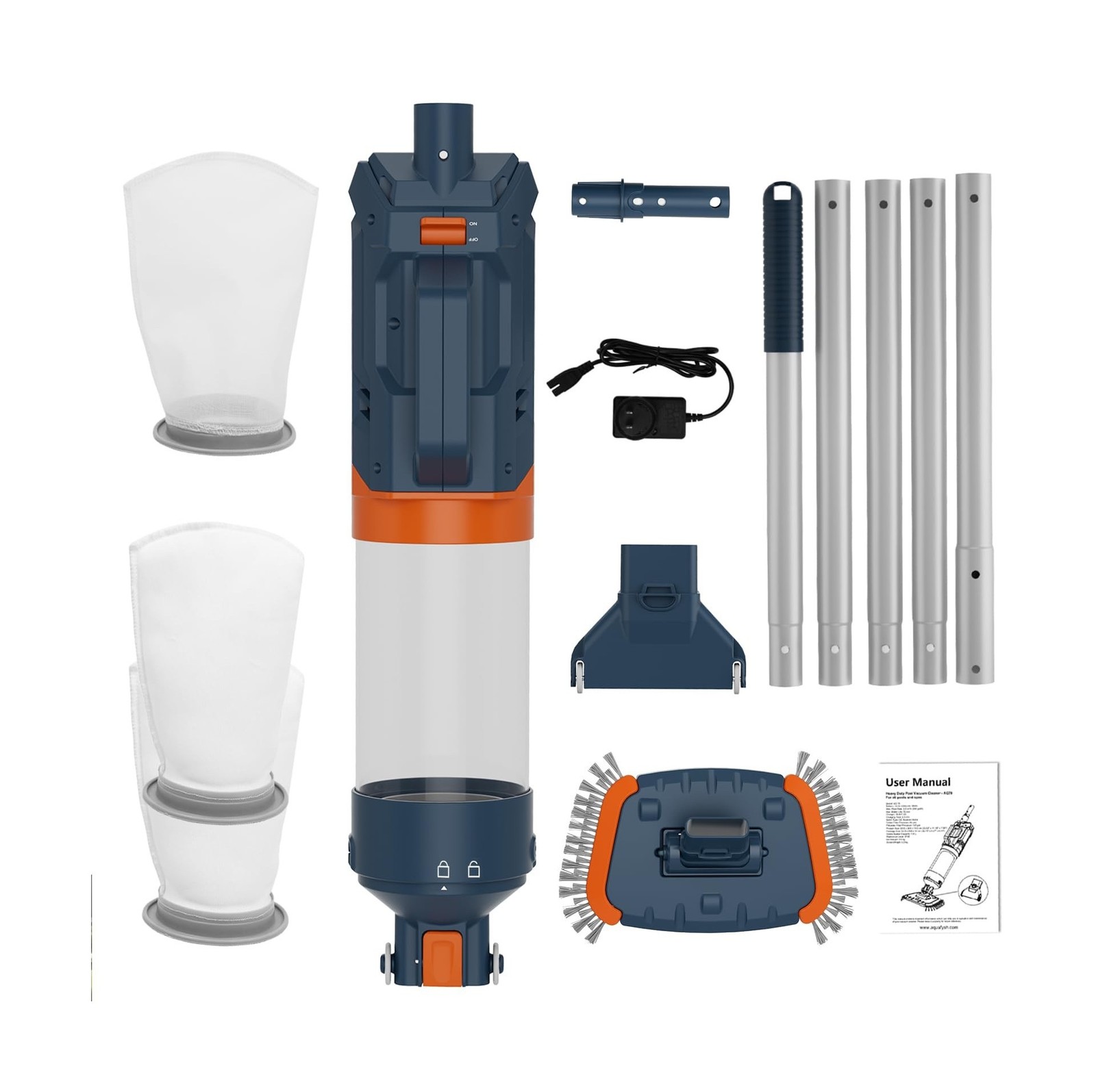 Cordless Pool Vacuum-True Powerful Suction 18.9GPM, 100inch, 1H Runtime, 25µ