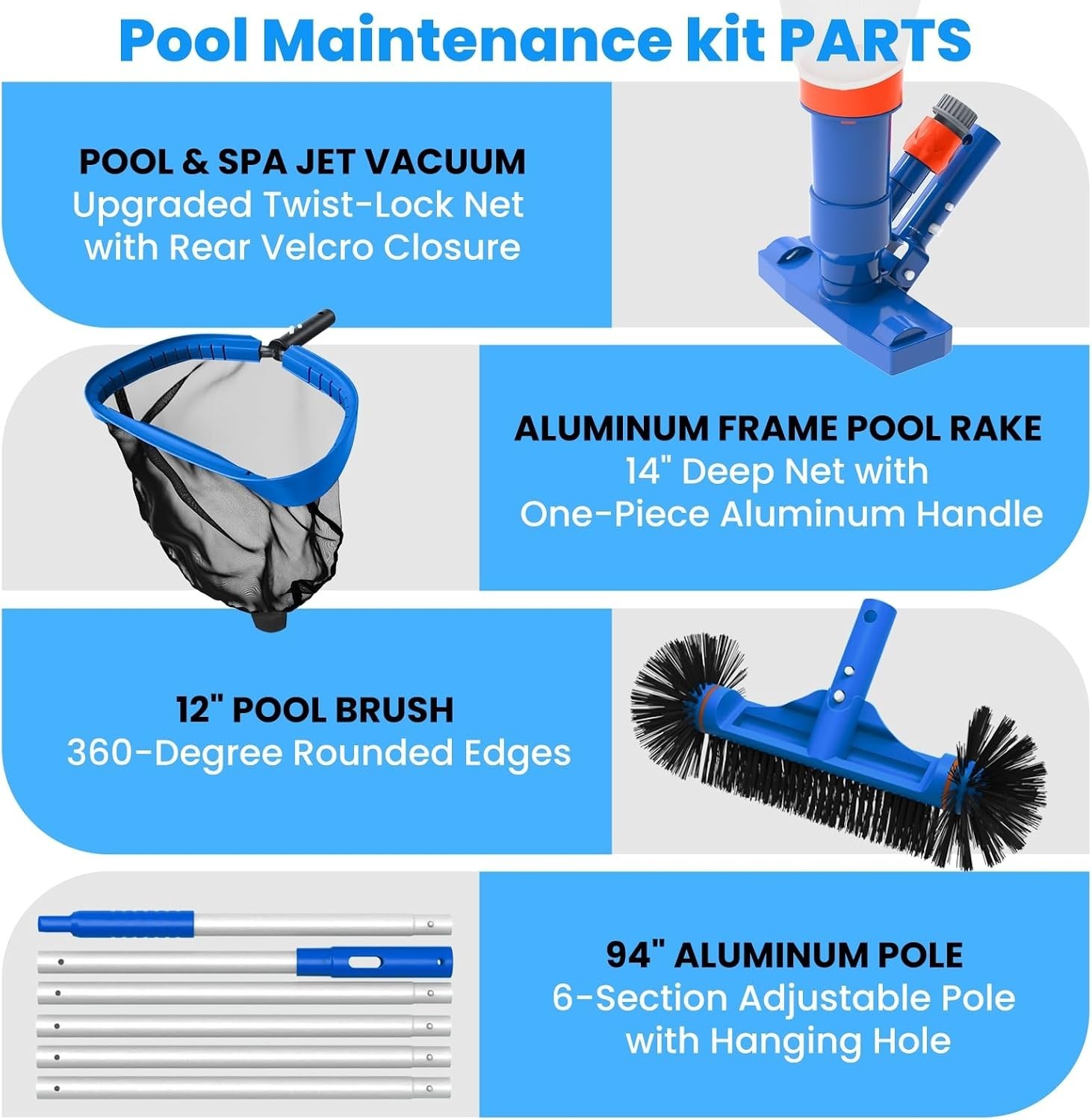 Ultimate Pool Cleaning Solution: Jet Vacuum & Heavy-Duty Brush for All Pools