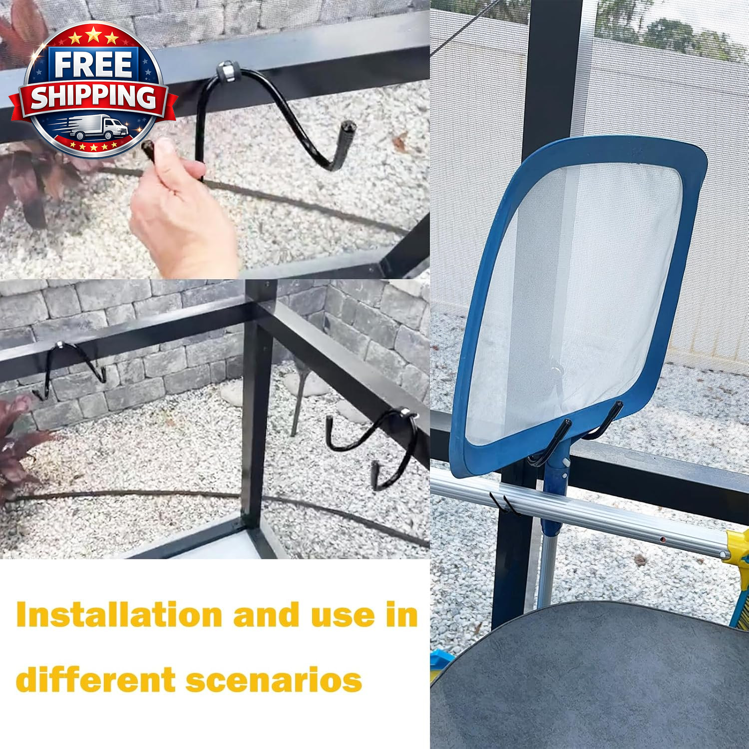 Non Rust Pool Pole Hangers – Ideal Pool Fence or Wall Mount Storage Hooks for Po