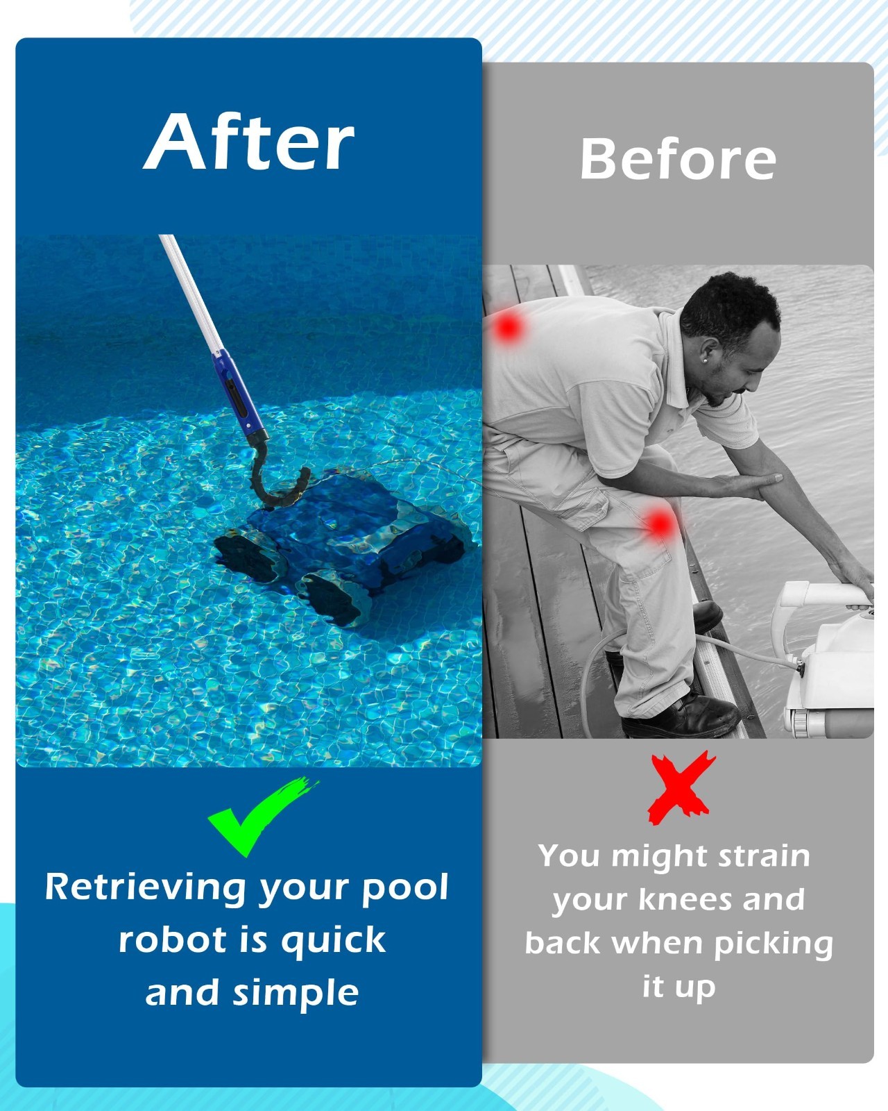 Adjustable Pool Robot Retrieval Hook – 63.8&Prime; Heavy-Duty Aluminum Pole for Vacuum