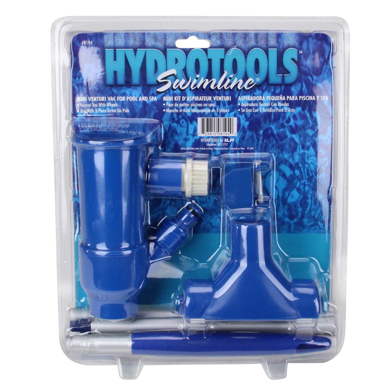 Swim Central Blue and White Mini Vacuum with Wheels for Spas and Kiddie Pools