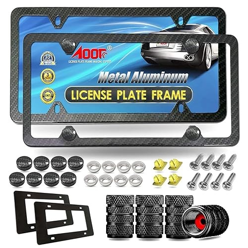 Carbon Fiber License Plate Frame- Heavy Duty Black 4 Hole Carbon Fiber Pattern