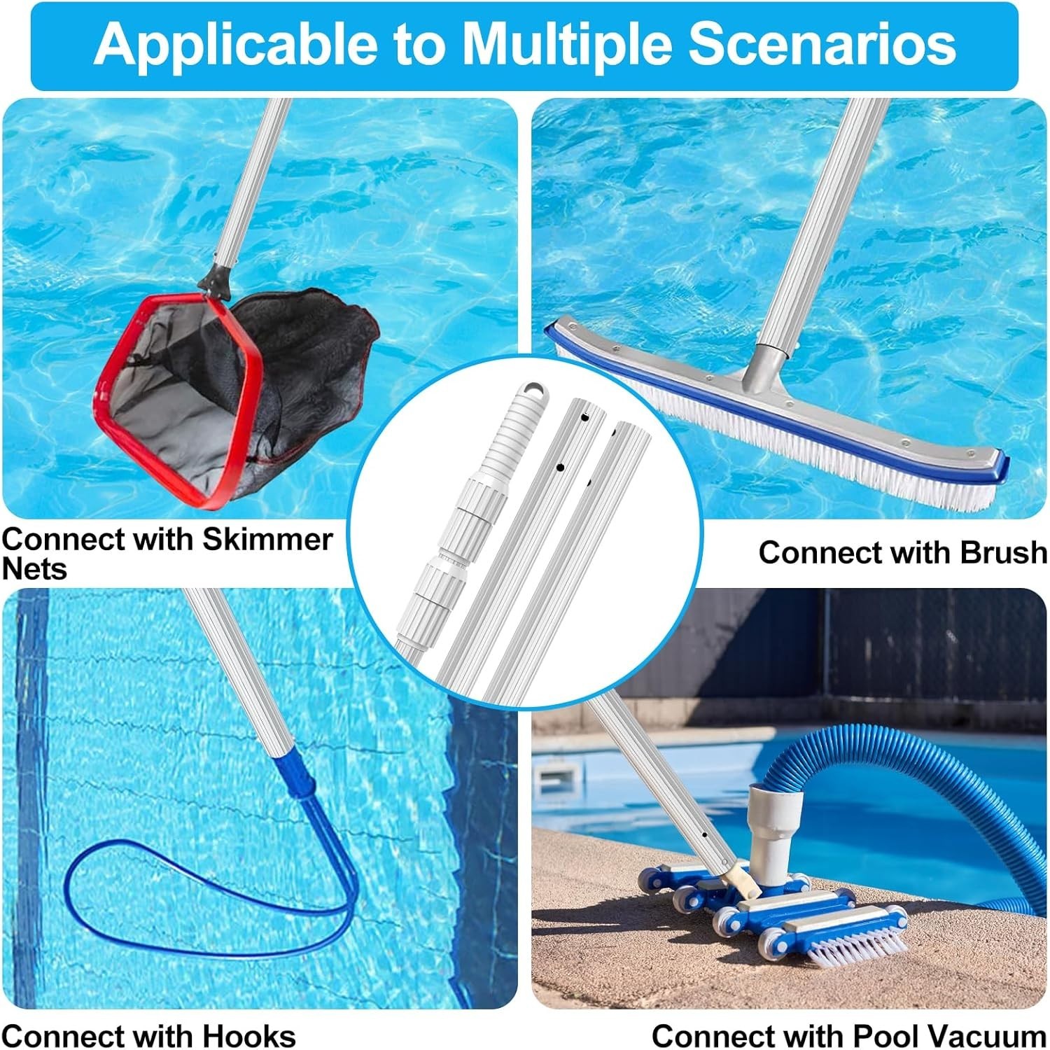 Professional 12FT Aluminum Pool Pole – Effortless Cleaning & Strong Grip