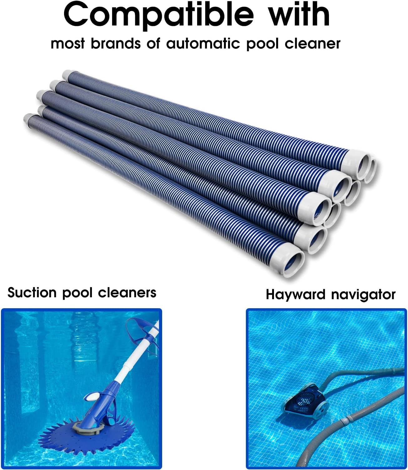 POOLWHALE Professional Swimming Pool Vacuum Cleaner Hose -1.5” 8 Piece Hoses,…