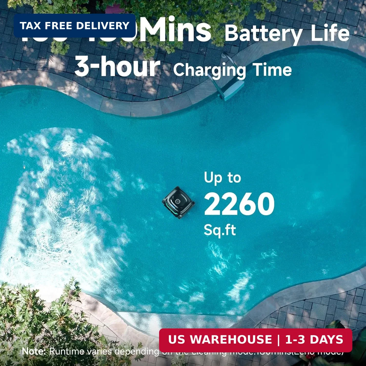 WYBOT C2 Cordless Robotic Pool Cleaner, Dual Filtrations, Floor, Wall &Waterline
