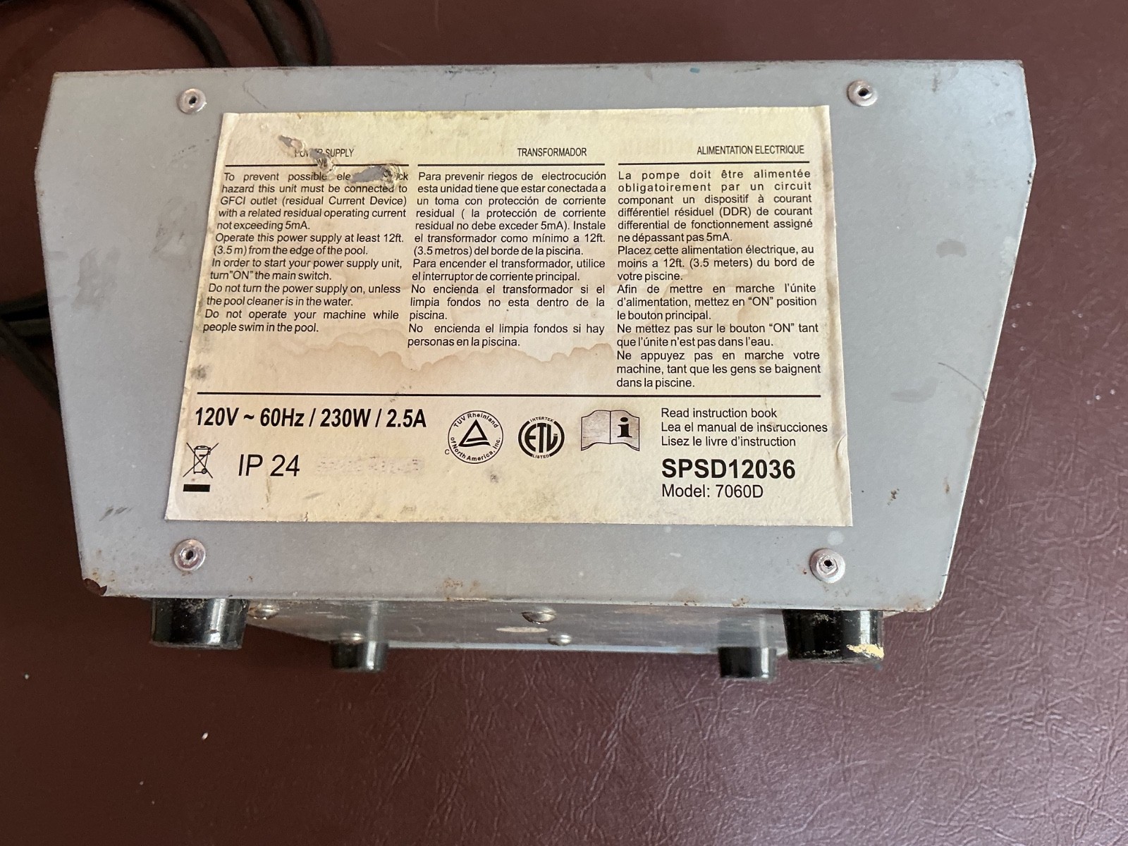 AQUABOT CLASSIC POWER SUPPLY. 7060D. TESTED