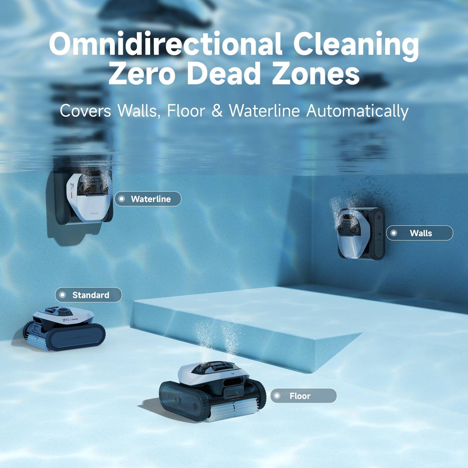 DREAME Z1 PRO Robotic Pool Cleaner, 8000 GPH Strong Suction, 180-300 Gray