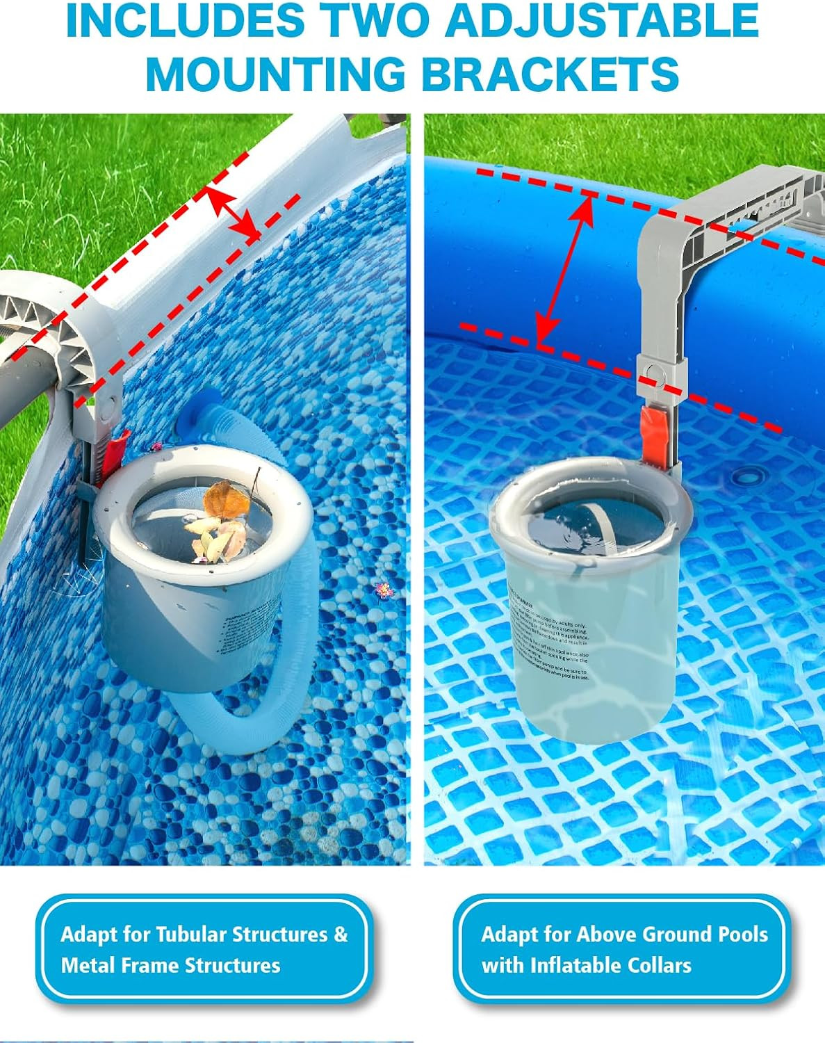 Above Ground Pool Skimmer with 5 Skimmer Socks, Wall Mount Surface Skimmer with