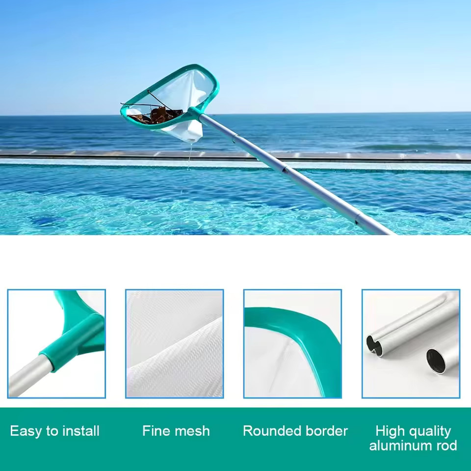 Heavy Duty Pool Skimmer Leaf Rake Net Cleaning Swimming Pool Fine Mesh Netting