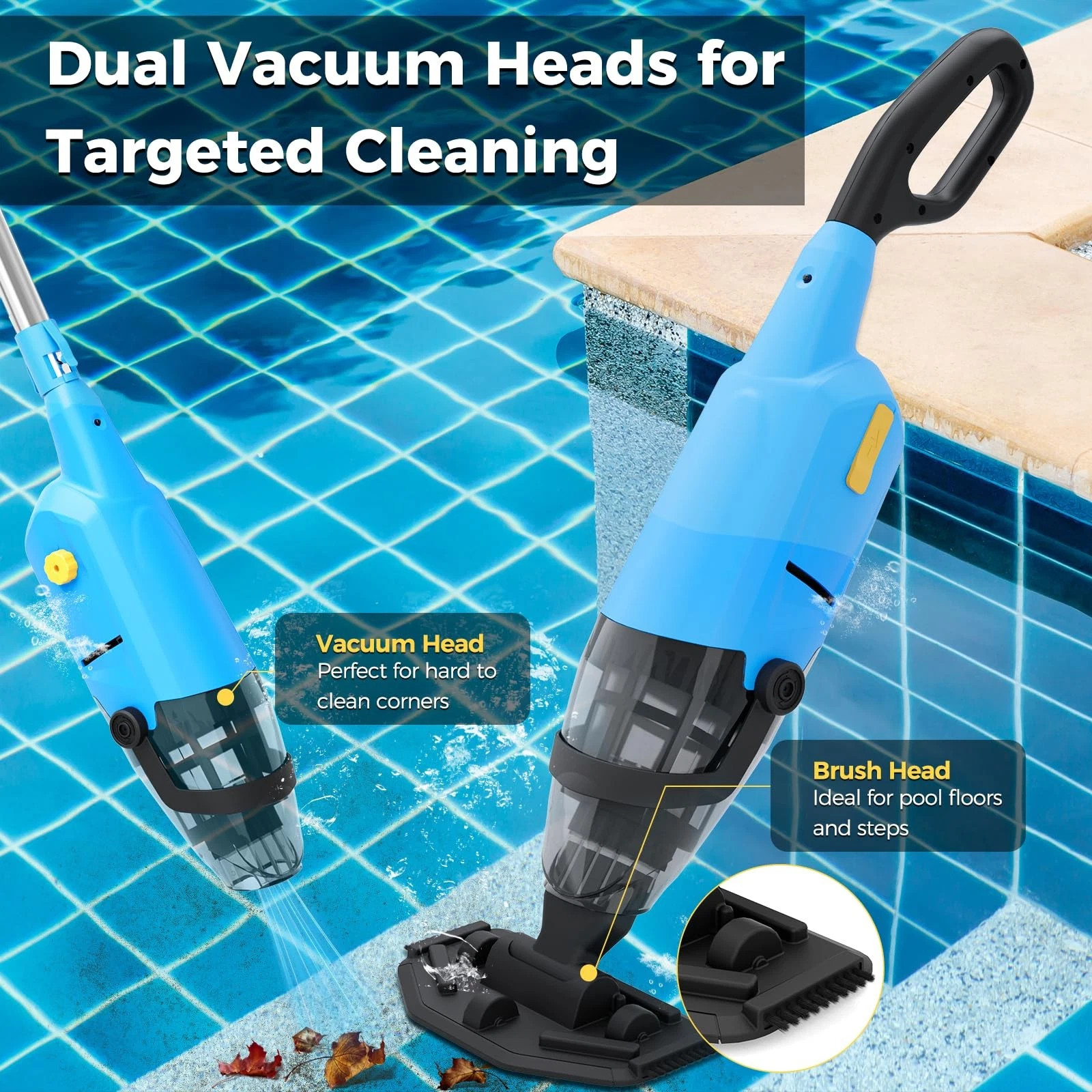 Cordless Pool Spa Vacuum Rechargeable Handheld Cleaner for Swimming Pool