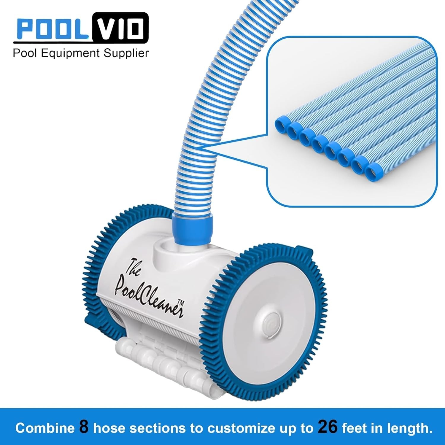 Automatic Pool Vacuum Hose 8 Pack 26 Feet 40 cm Flexible Durable 1.5 Inch Cuffs