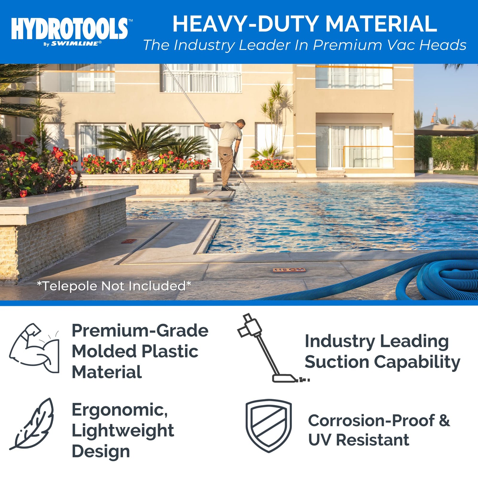 SWIMLINE HYDROTOOLS Manual Vacuum Head Attachment For One Size, Concrete Vac
