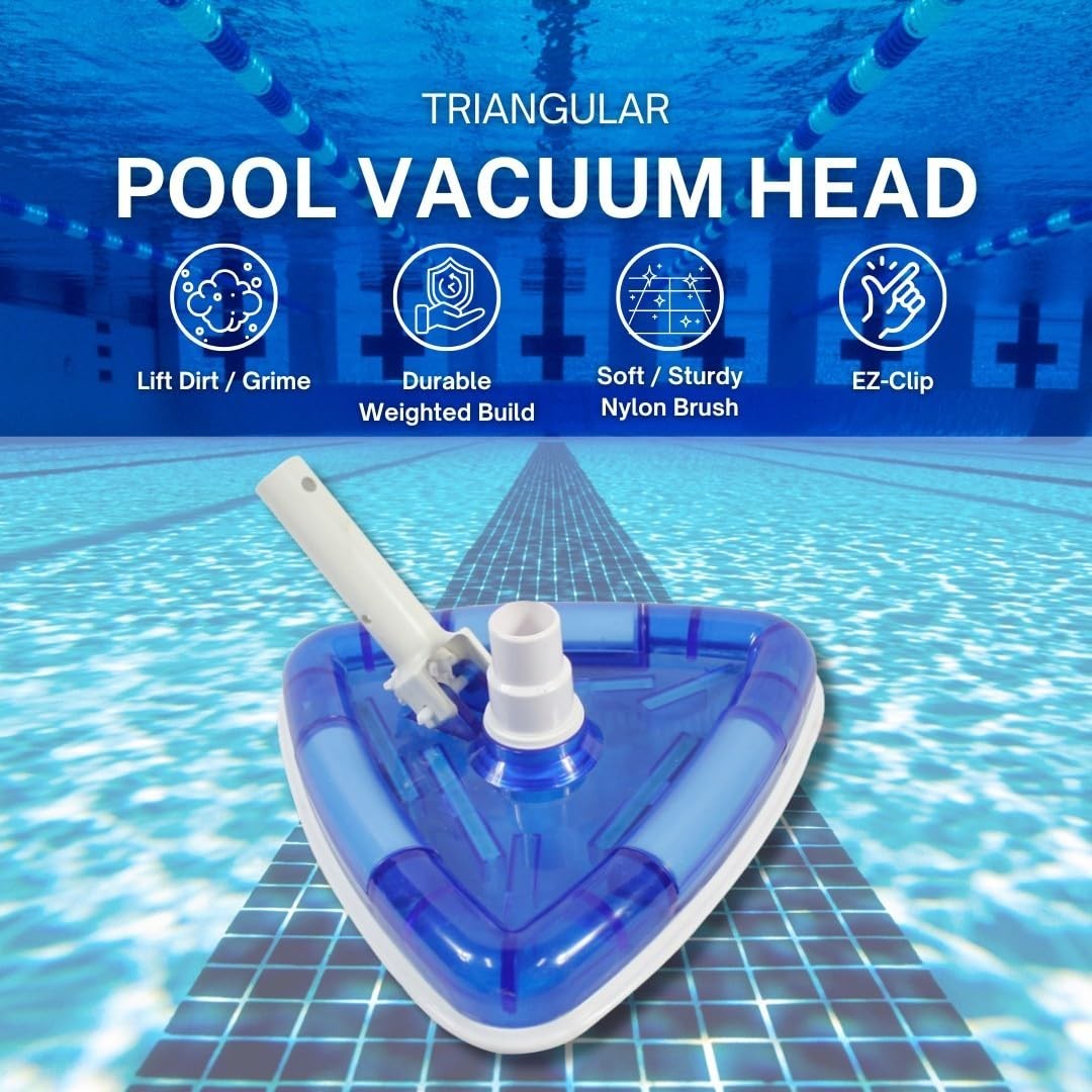 Weighted Triangle Pool Vacuum for Above/Inground Pools, Swiveling Hose & Brushes