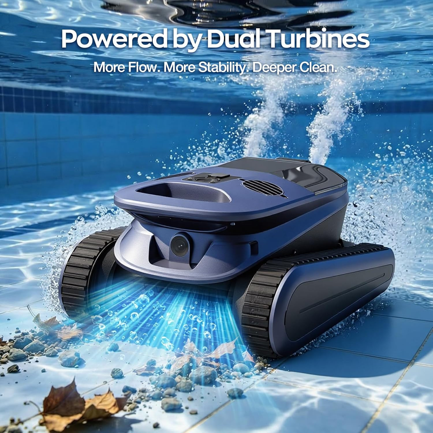 2026 Upgraded SAT40 Robot Vacuum for Inground Pools, Replaceable Battery Cordle