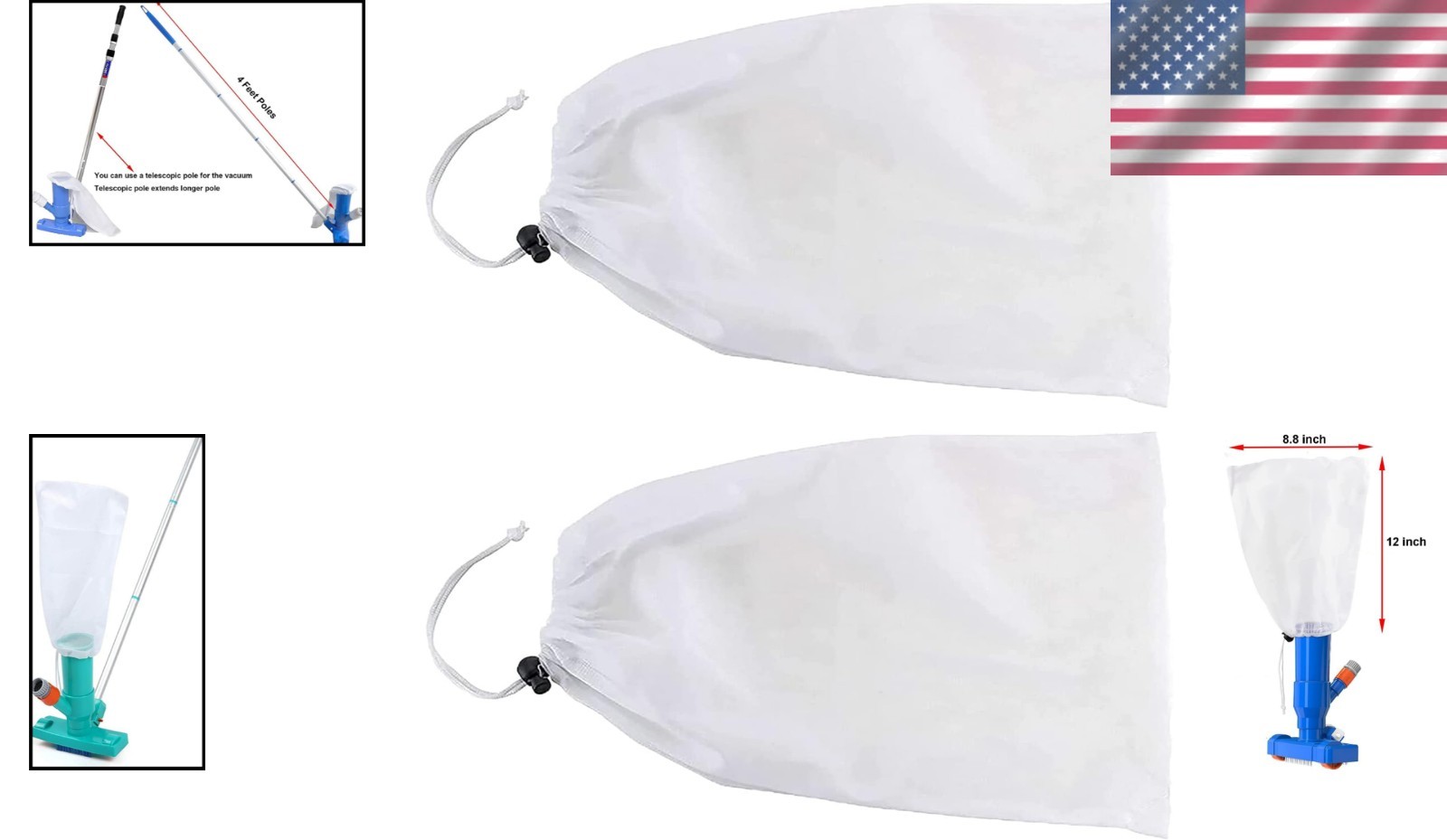 Easy-to-Use Fine Mesh Bags for Pool Spa Jet Vac – 2 Pack for Effective Cleaning
