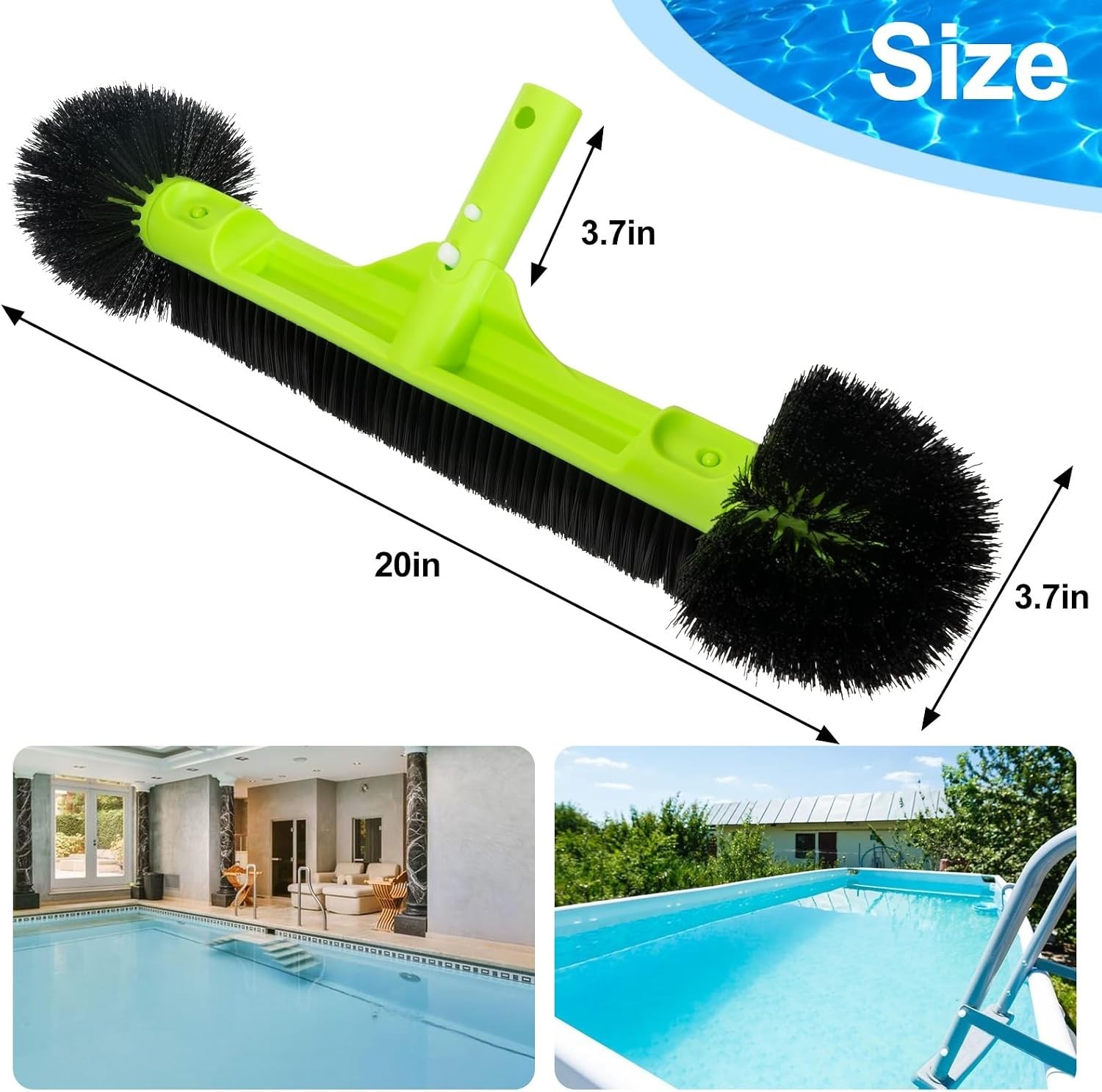 20&Prime; Wide Pool Brush Head for Cleaning Walls,Inground/Above Ground Swimming Po…