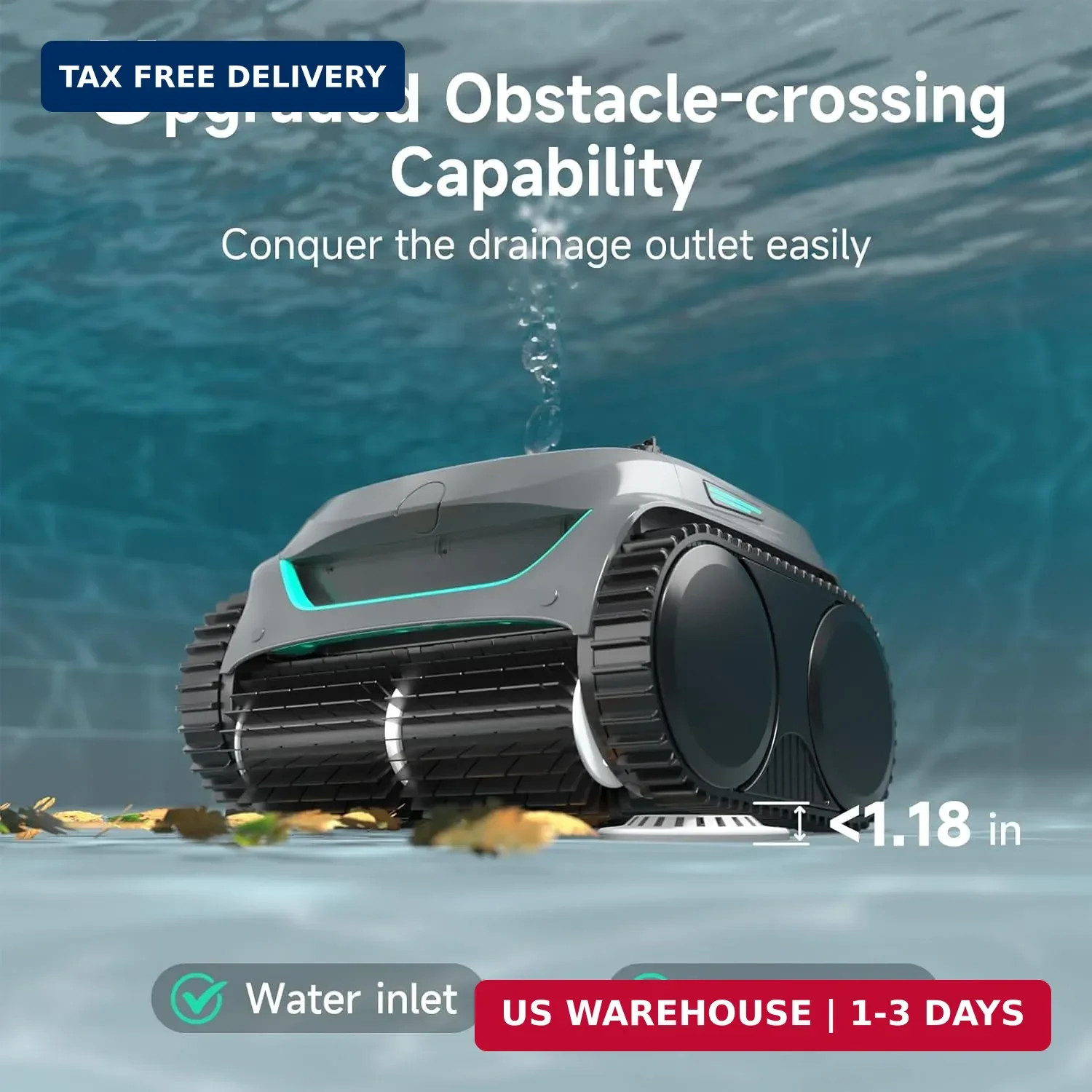WYBOT C2 Cordless Robotic Pool Cleaner, Dual Filtrations, Floor, Wall &Waterline