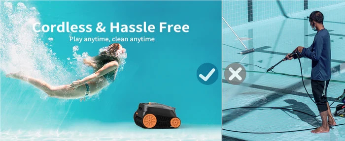 Nebula Cordless Robotic Pool Cleaner Wall Climbing Waterline 3H Runtime
