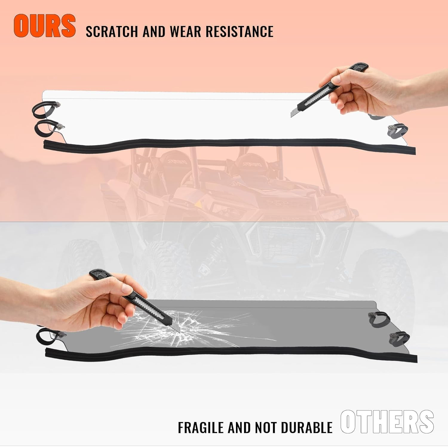 Clear Half Windshield Polycarbonate Compatible with Polaris 2008-2013 RZR 800 20