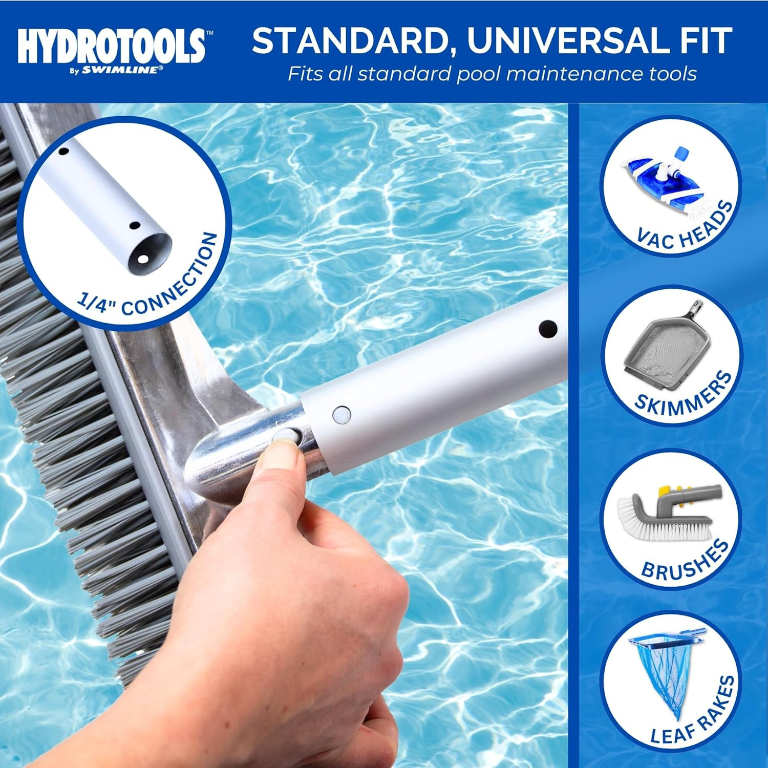 HYDROTOOLS 8350A 3-Piece Telescopic Pole 4 to 12 Feet Adjustable Telepole for Sw