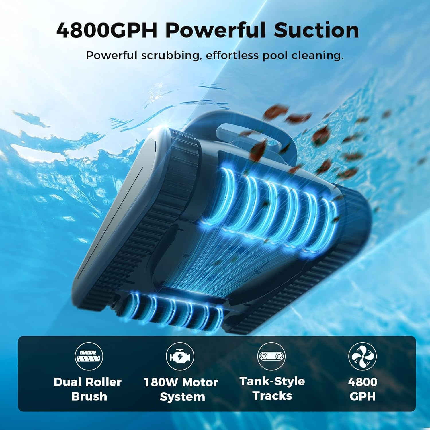 Cordless 3-in-1 Robotic Pool Cleaner for Inground Pools, 180Min Run Time