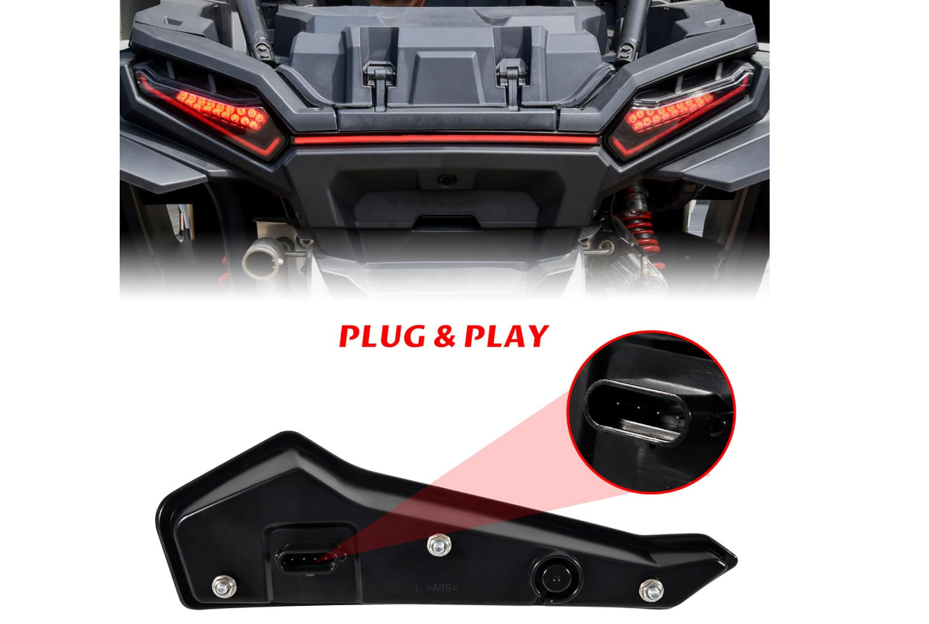 Tail Lights for Polaris RZR XP 1000 2024+, Smoked Black LED Taillights Rear
