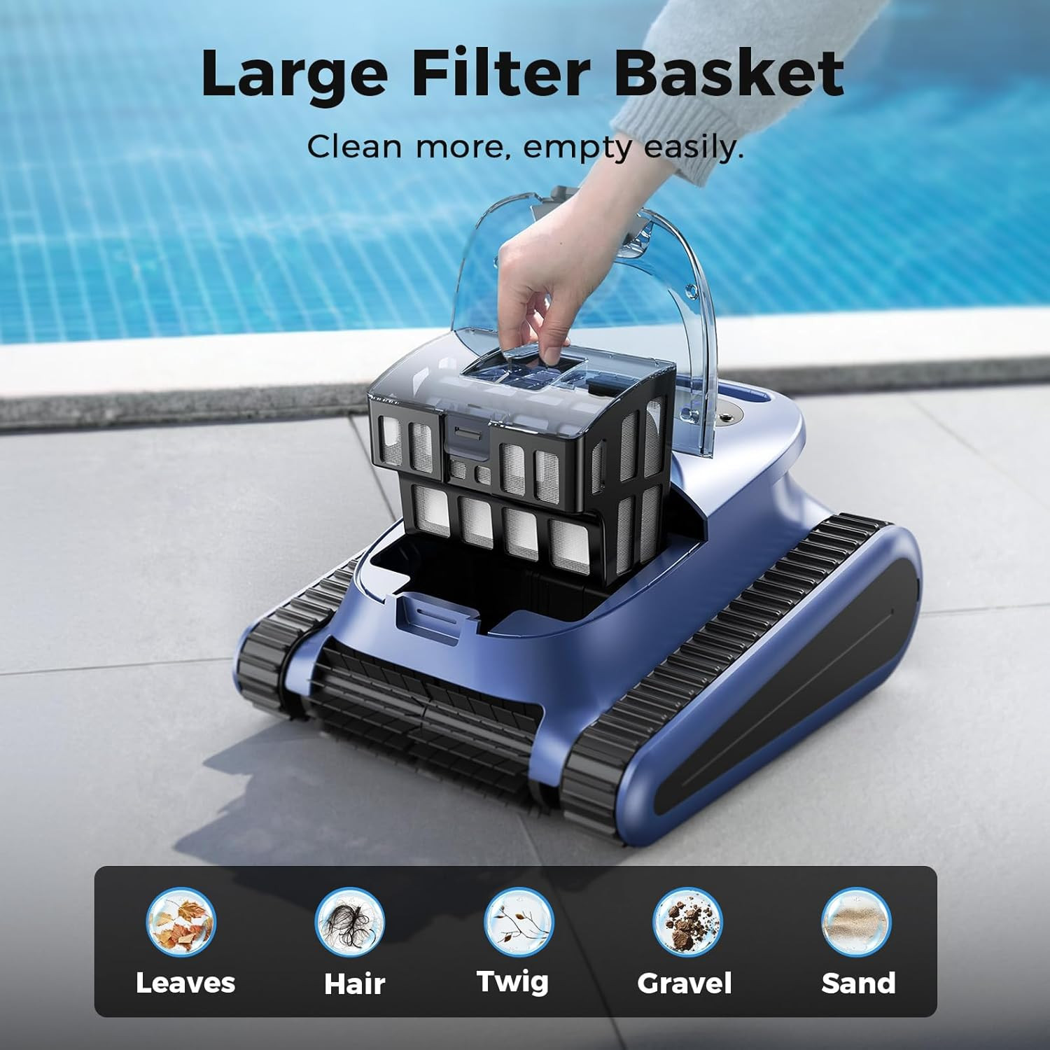 Cordless 3-in-1 Robotic Pool Cleaner for Inground Pools, 180Min Run Time