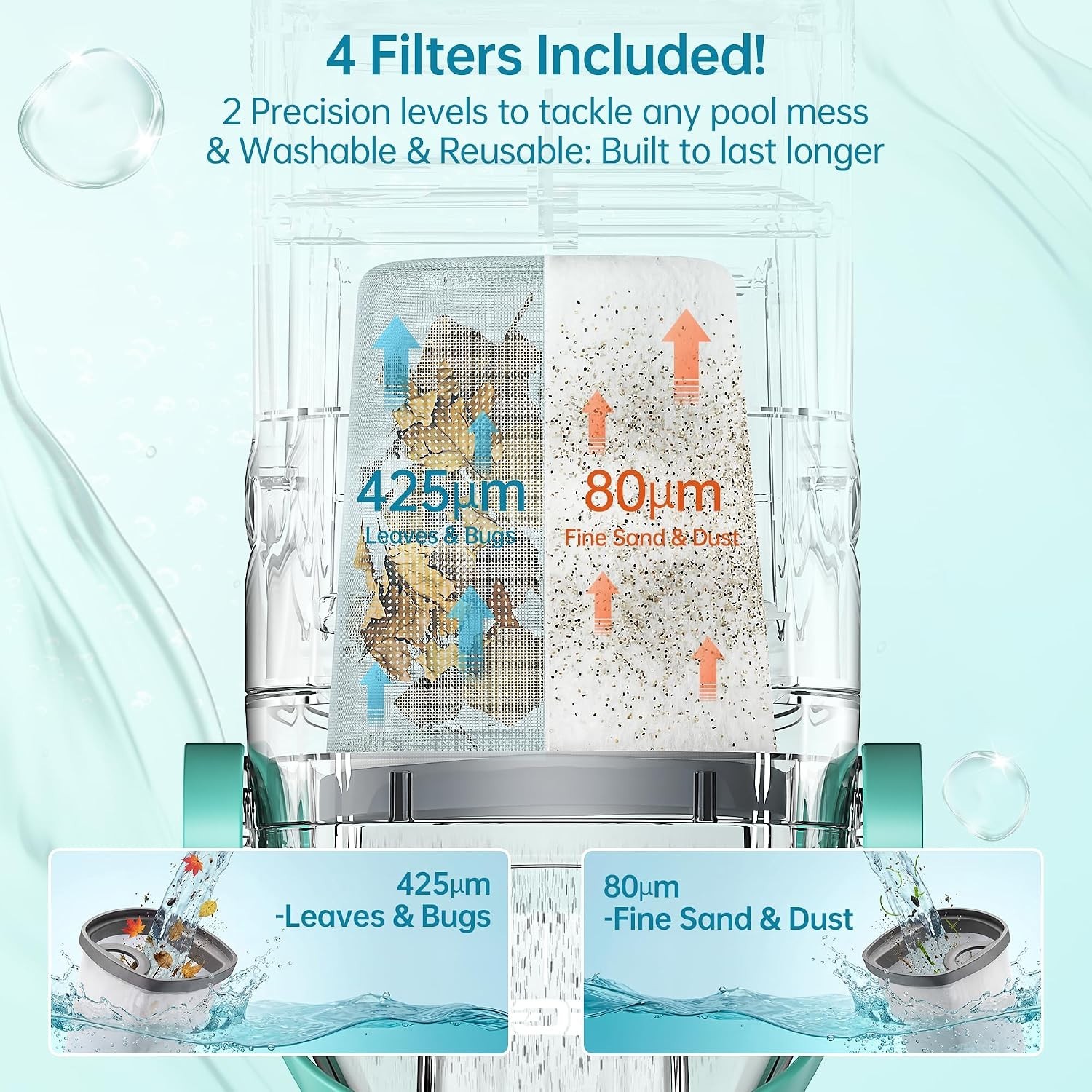 Efficient Hot Tub Vacuum – 60-Min Battery Life & Versatile for Pool Cleaning