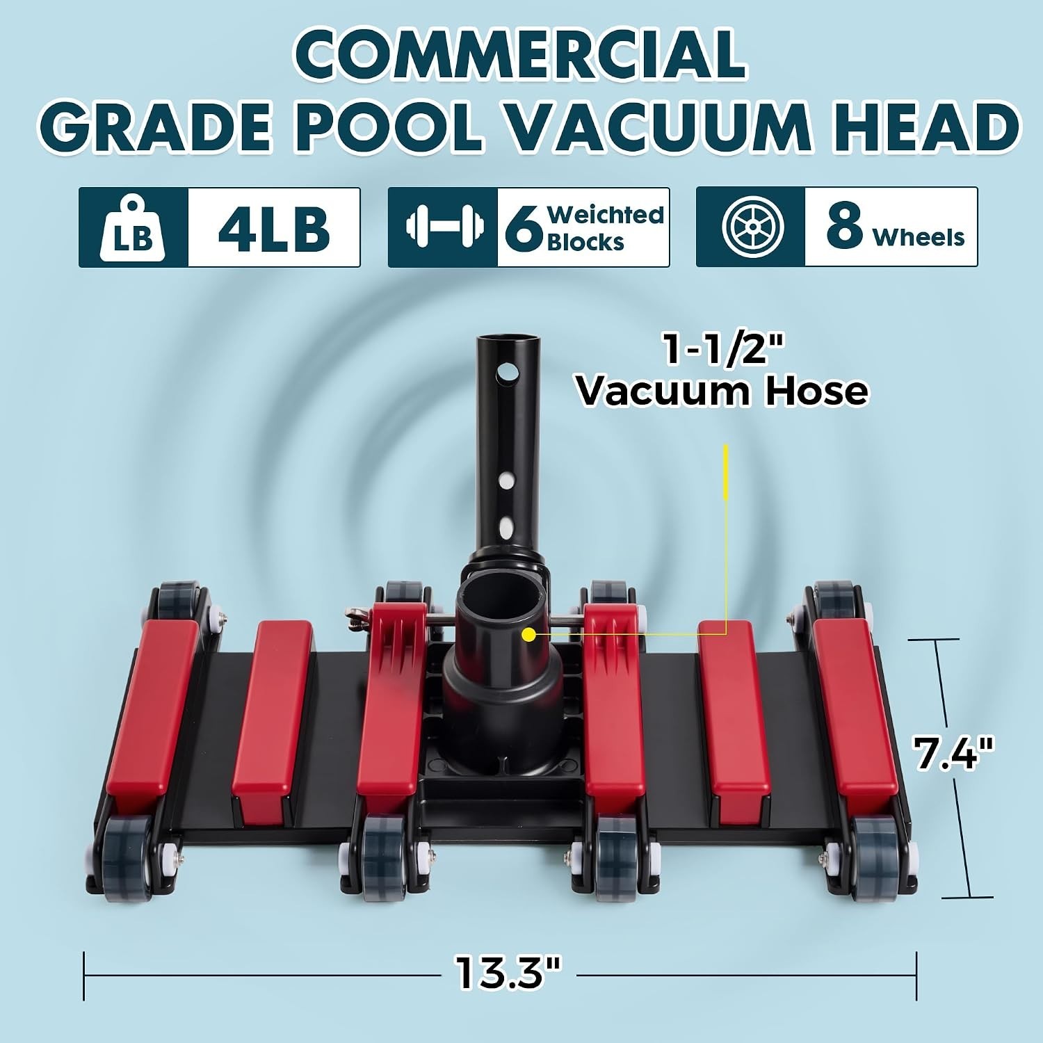 25ft Heavy-Duty Pool Vacuum Hose with Weighted Head for Effortless Cleaning