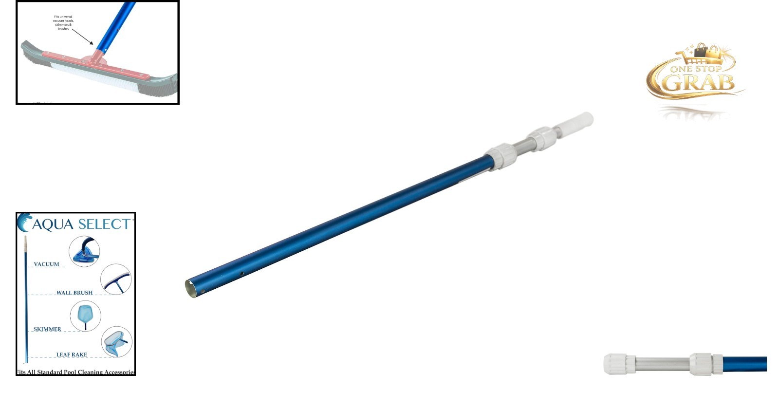 7-21 FT Telescoping Pool Vacuum Pole Aluminum Heavy Duty for Skimmers & Brushes