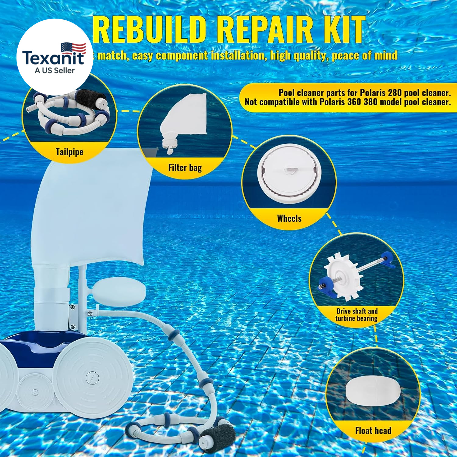 Rebuild Repair Kit Replacement for Polaris Zodiac Automatic Pool Cleaner 280 wit