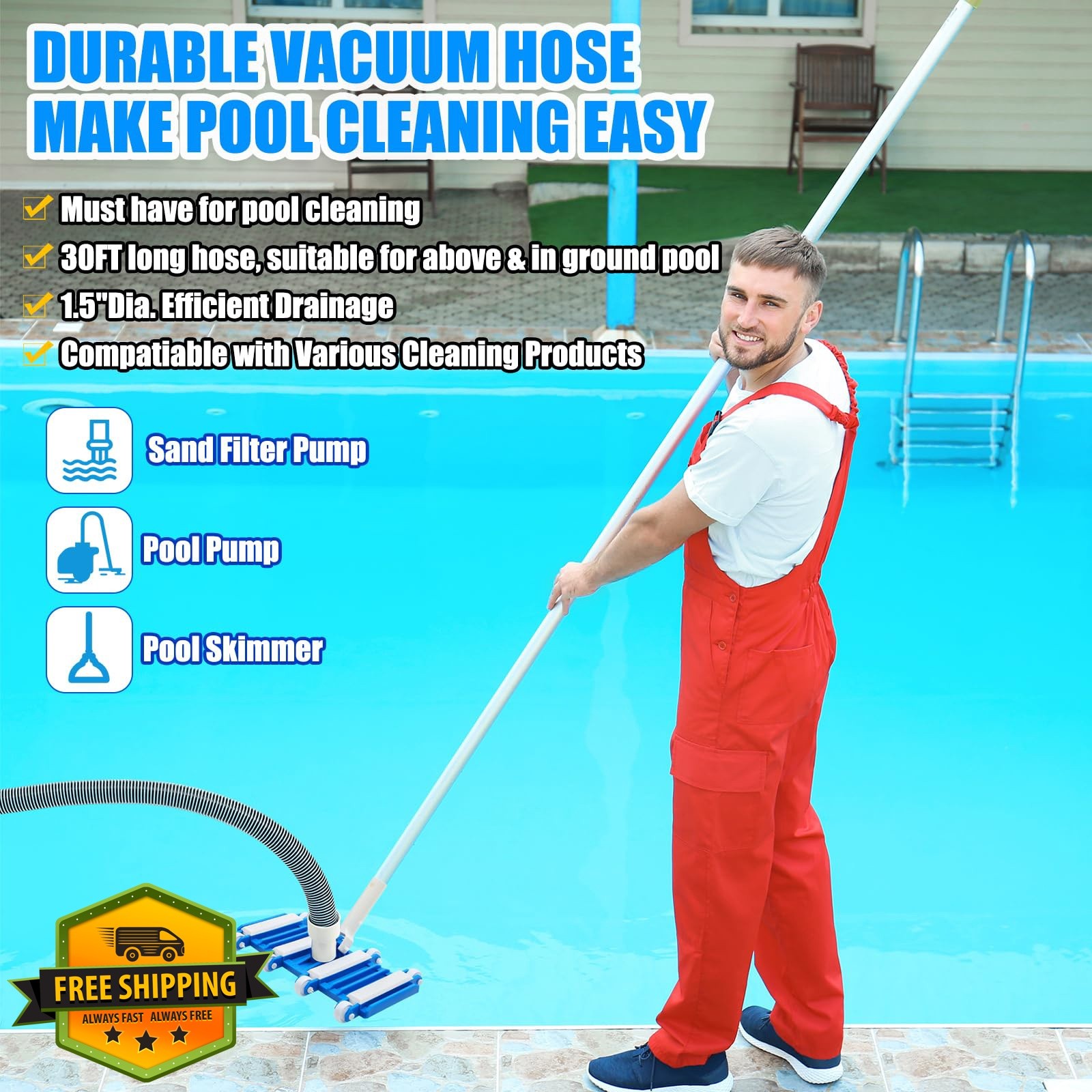 Innconee Pool Cleaning Kit 3 Pcs Wheel