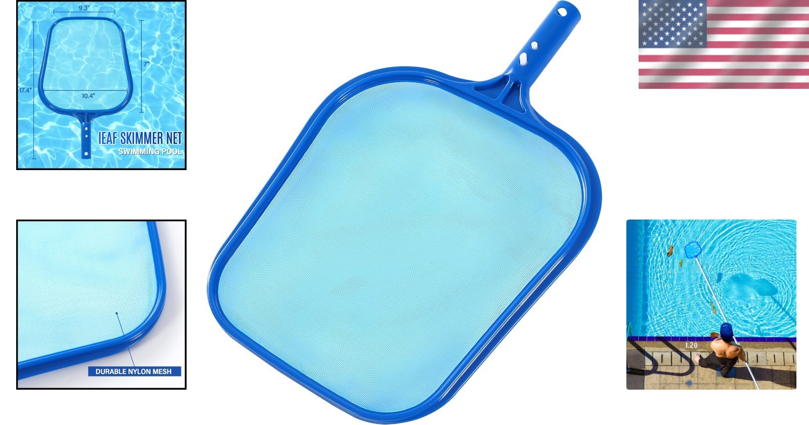 Pool Skimmer Net with Sturdy Plastic Frame – Easy Clean for Spas & Pools