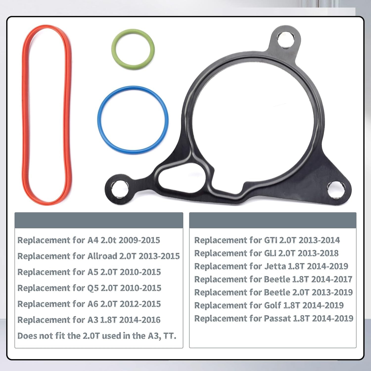 Vacuum Pump Reseal Rebuild Kit Compatible with VW & Aud A3 A4 A5 A6 Q5 Q7 1.8T