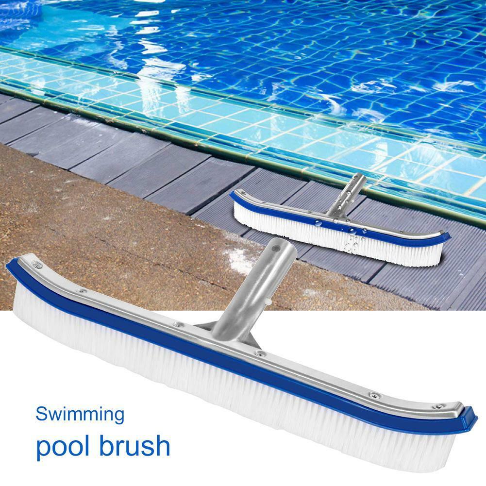 18&Prime; Curved Wall Floor Brush w/Aluminum Handle for In/Above Ground Swimming Pool