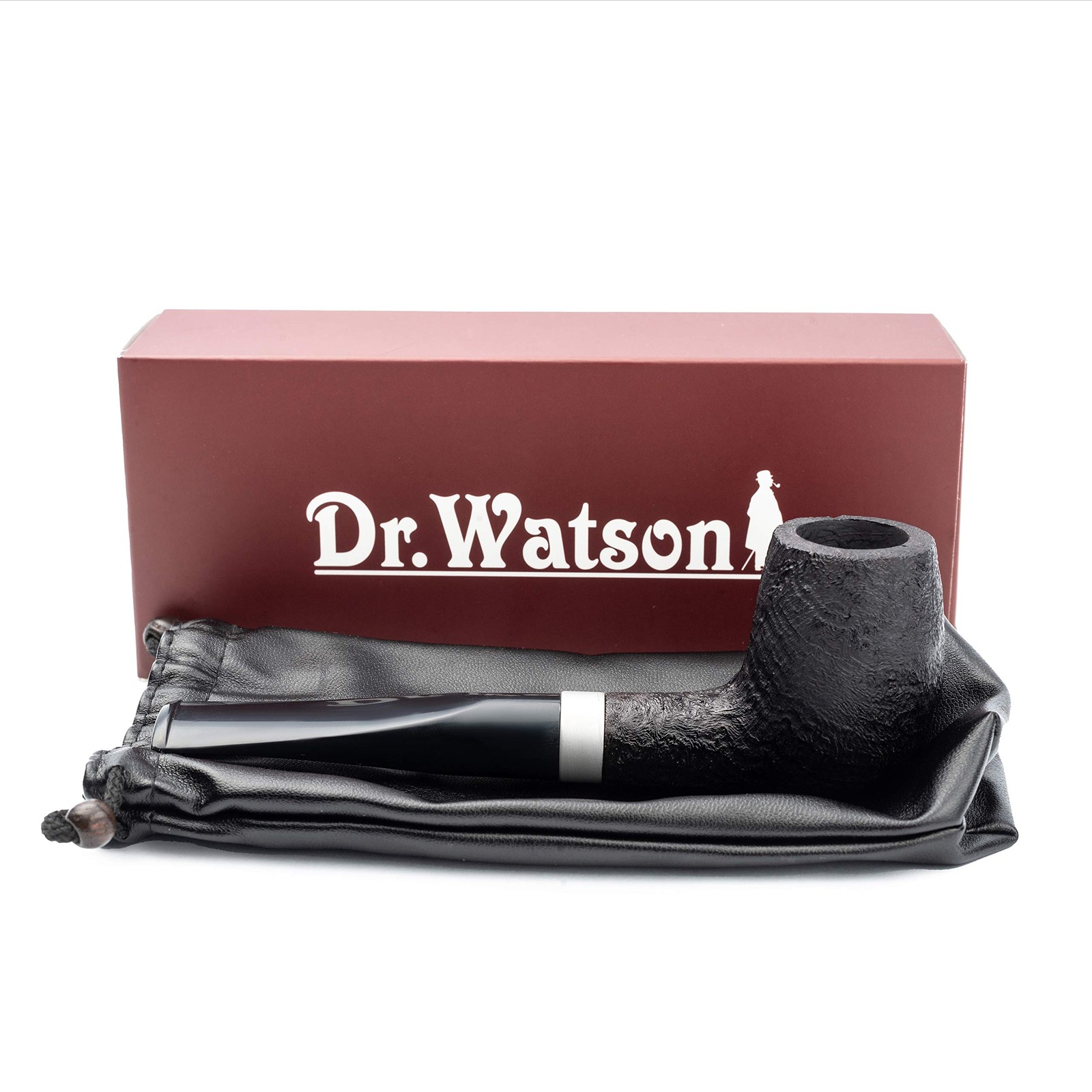 Dr. Watson – Briar Tobacco Pipe, Handcrafted, classic Billiard shape, Black