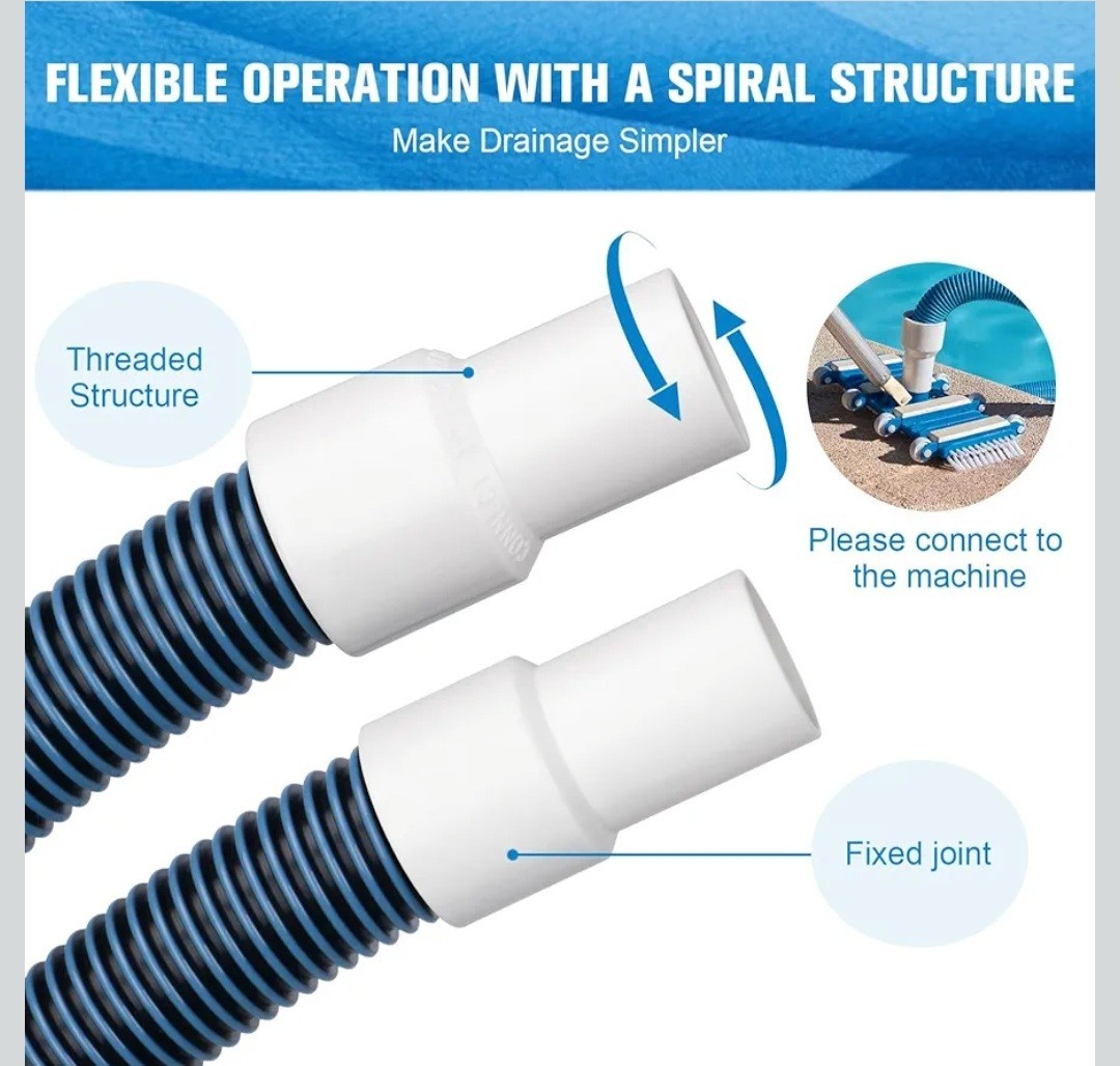 18FT Pool Vacuum Hose With Swivel Cuff 1-1/2&Prime; Diameter Flexible Heavy Duty Pool