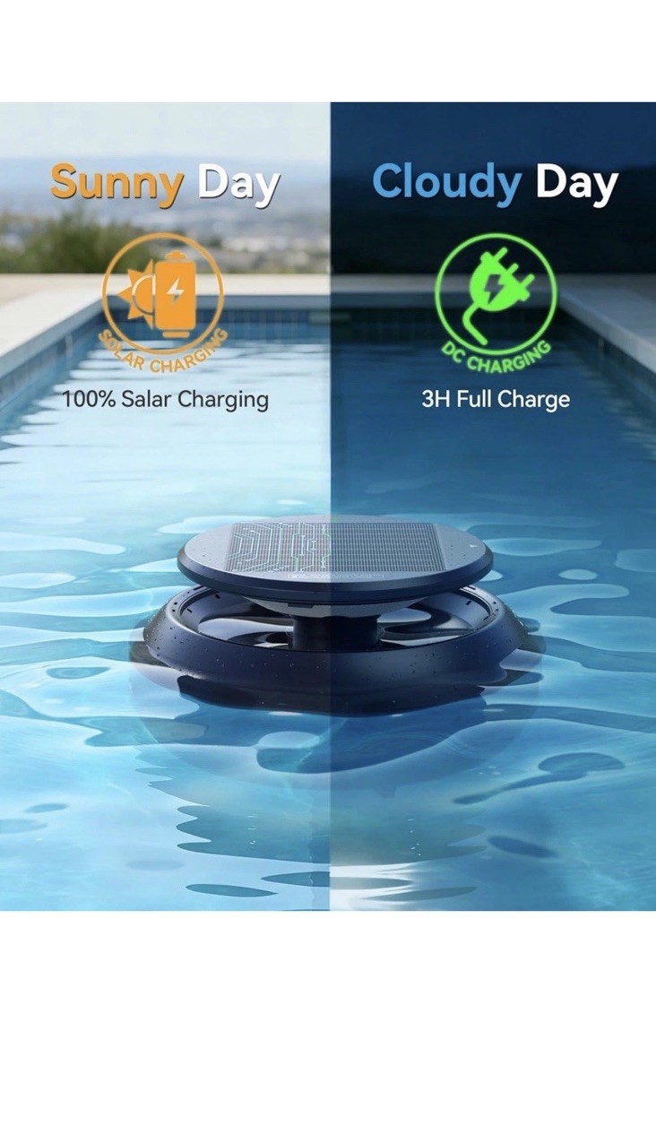 Y60 Solar Powered Robotic Pool Skimmer – Cordless Automatic Pool Cleaner
