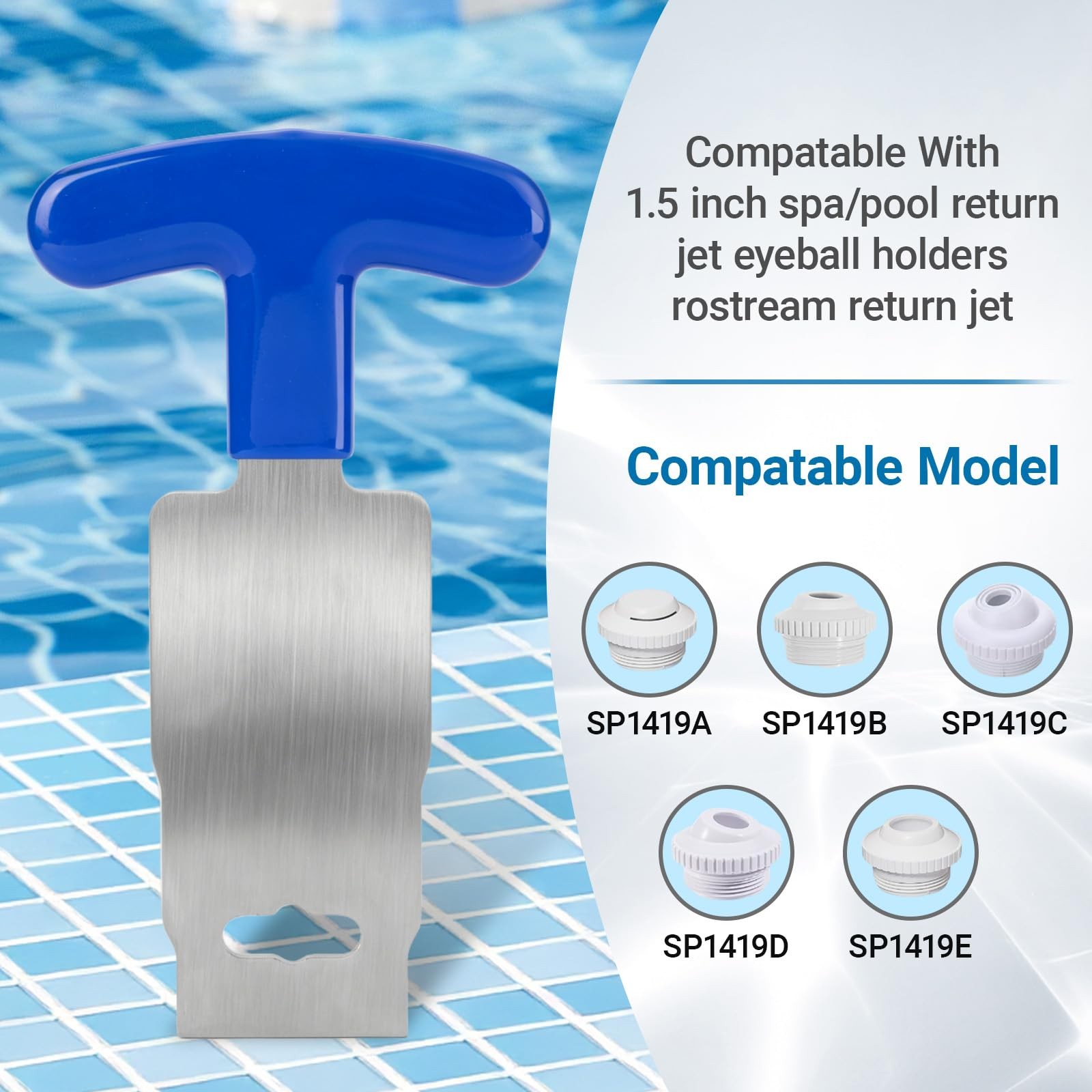 DAOLONG Pool Plug Removal Tool with Handle Grip, Upgraded Metal Eyeball blue