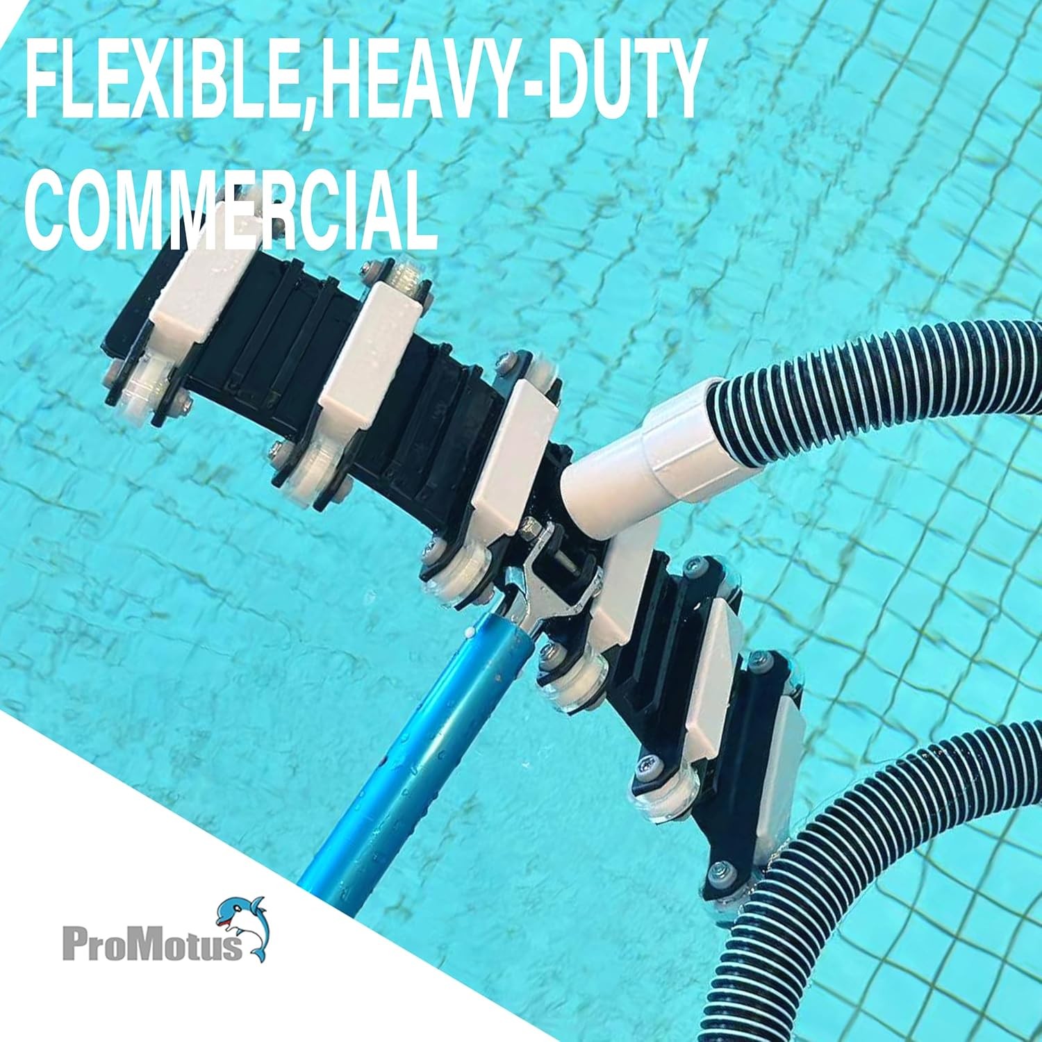 19&Prime; Heavy-Duty Pool Vacuum Head with Chrome Handle & 12 Durable Wheels