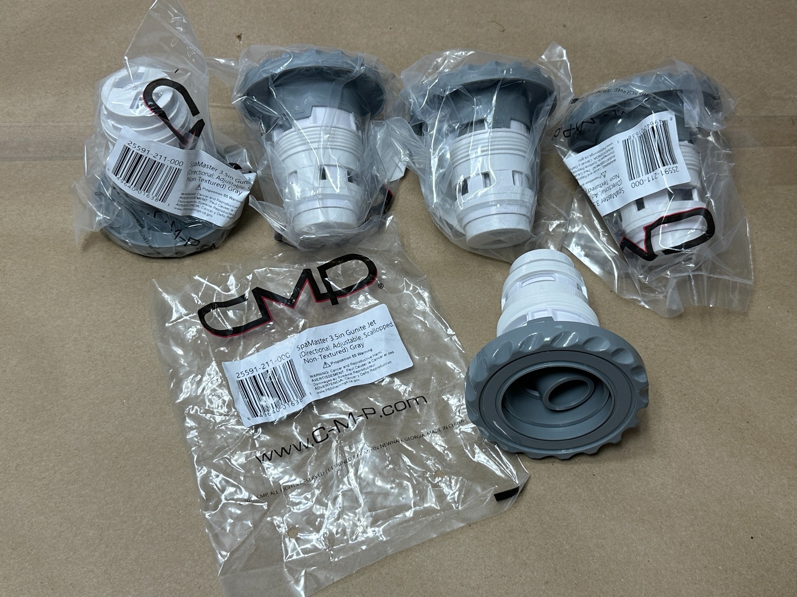 5x Pack Lot SpaMaster 25591-211-000 3.5&Prime; Gunite Scalloped Jet Gray Adjustable