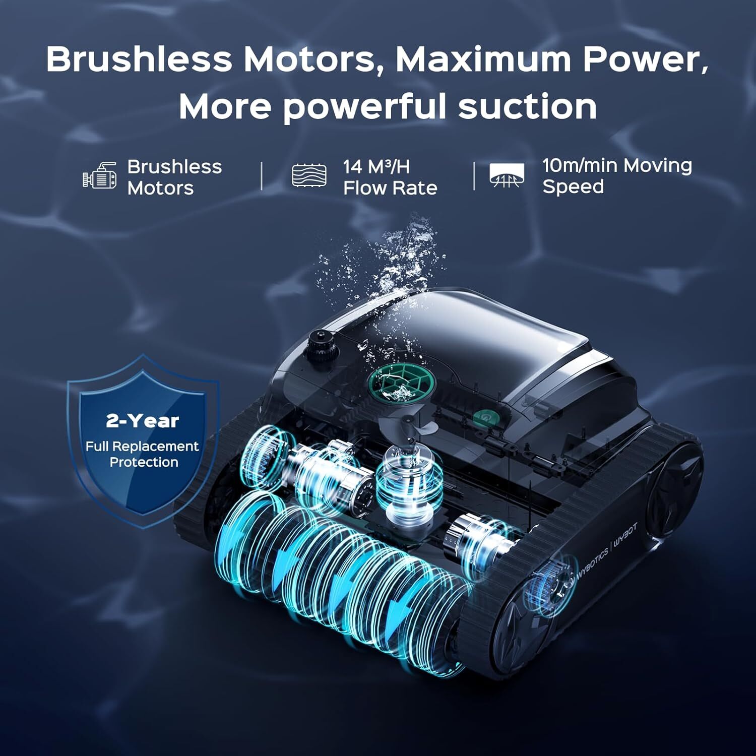 WYBOT S2 Solar Powered Wall Climbing Robotic Pool Cleaner Cordless with APP New