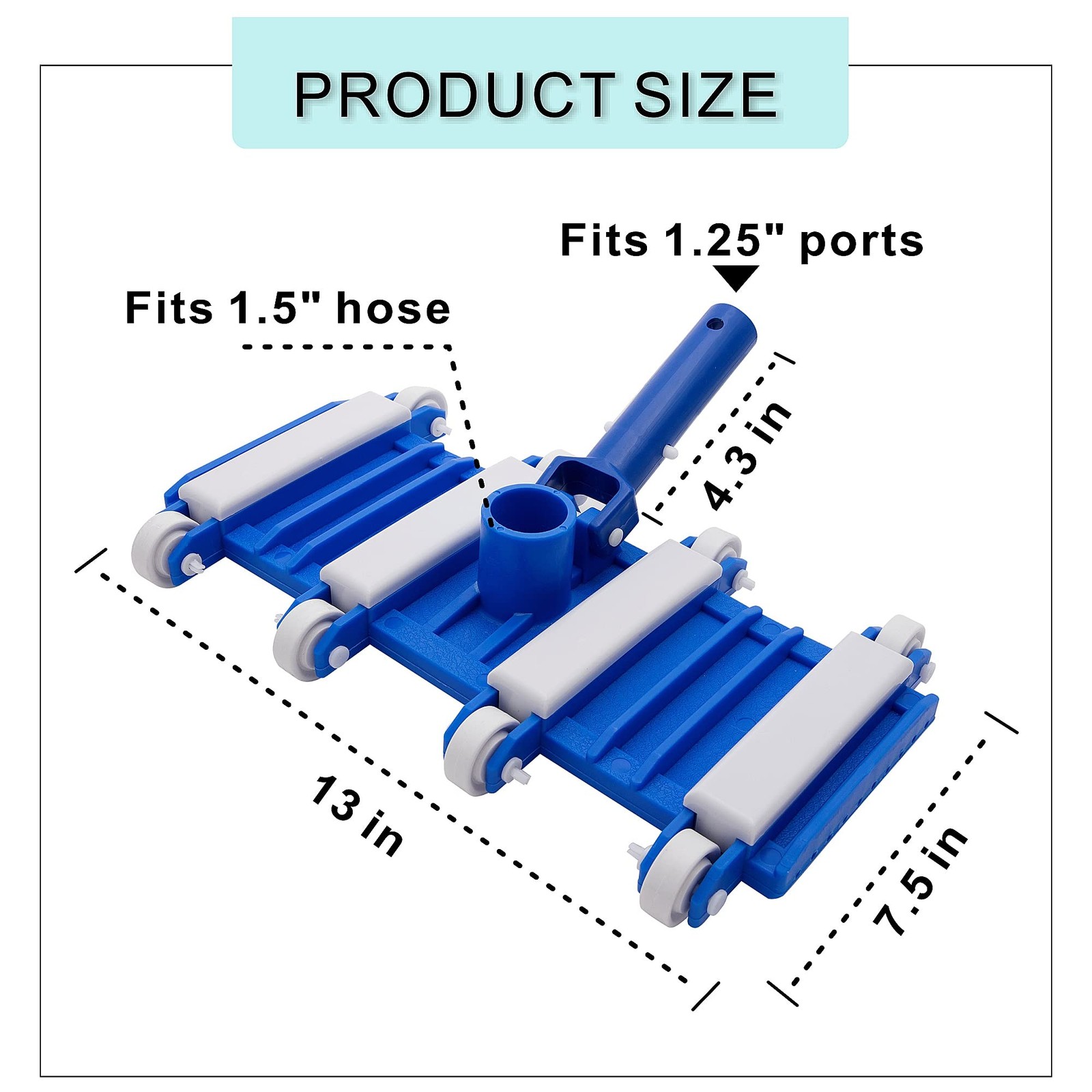 Pool Vacuum Head 14 » Heavy Duty with Wheels for Above Ground Inground