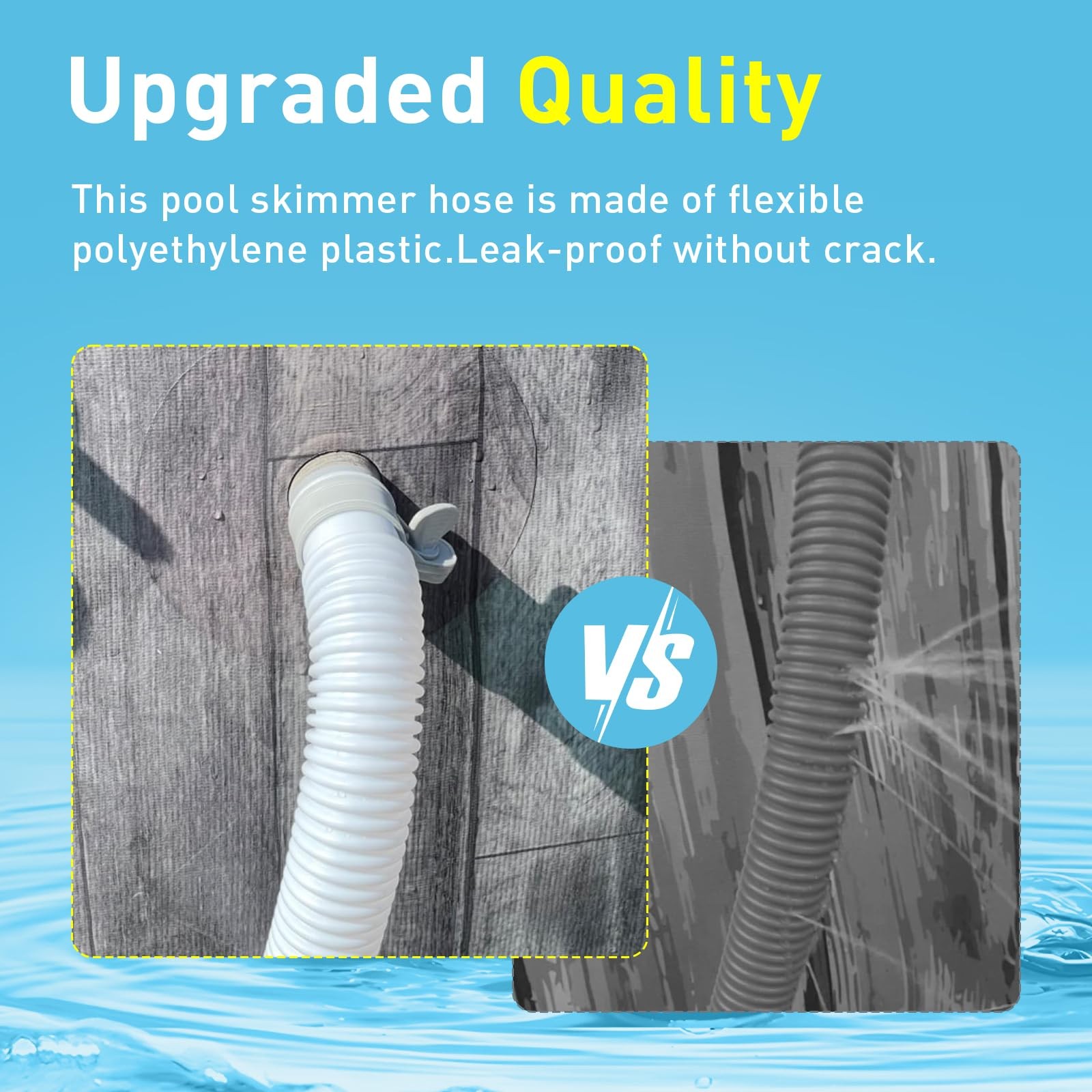 1.5 inch x 3ft Pool Skimmer Hose Replacement for x 3 feet, White