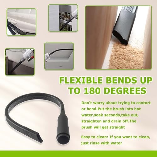 25 inch Flexible Vacuum Crevice Attachment Tool Crevice Brush Tool Kit for