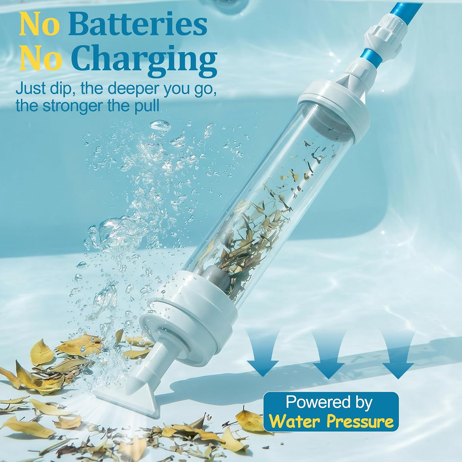 Manual Spa Vacuum for Hot Tub, No Pumping, No Batteries or Electricity, Powered
