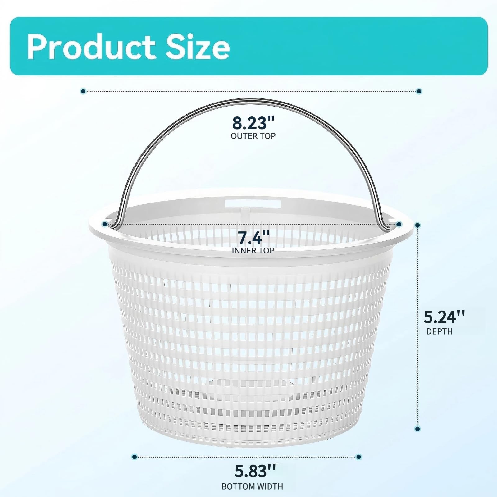 HeavyDuty Pool Skimmer Basket with Stainless Steel Handle, Fits Hayward &